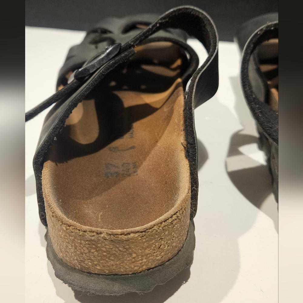 Birkenstock Pisa Sandals Black Leather Adjust Cross Strap Women’s 37 US 6–6.5 - Picture 8 of 16